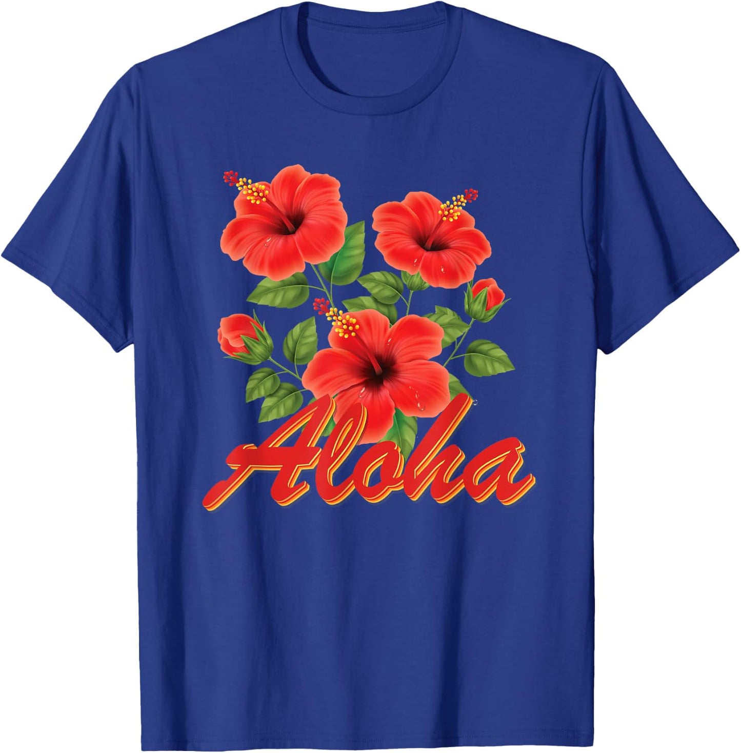 Aloha Hawaii Red Hibiscus T-Shirt - T-Shirt | Royal
