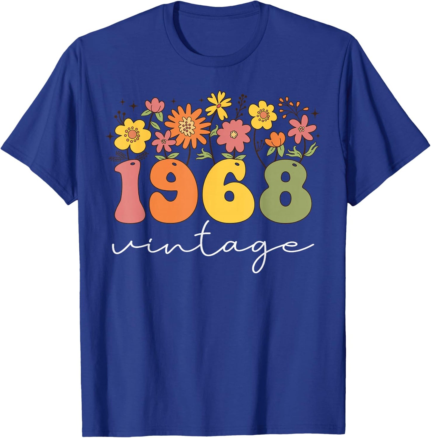 1968 Vintage Floral 55th Birthday Women Girls Wildflower T-Shirt - T-Shirt | Royal