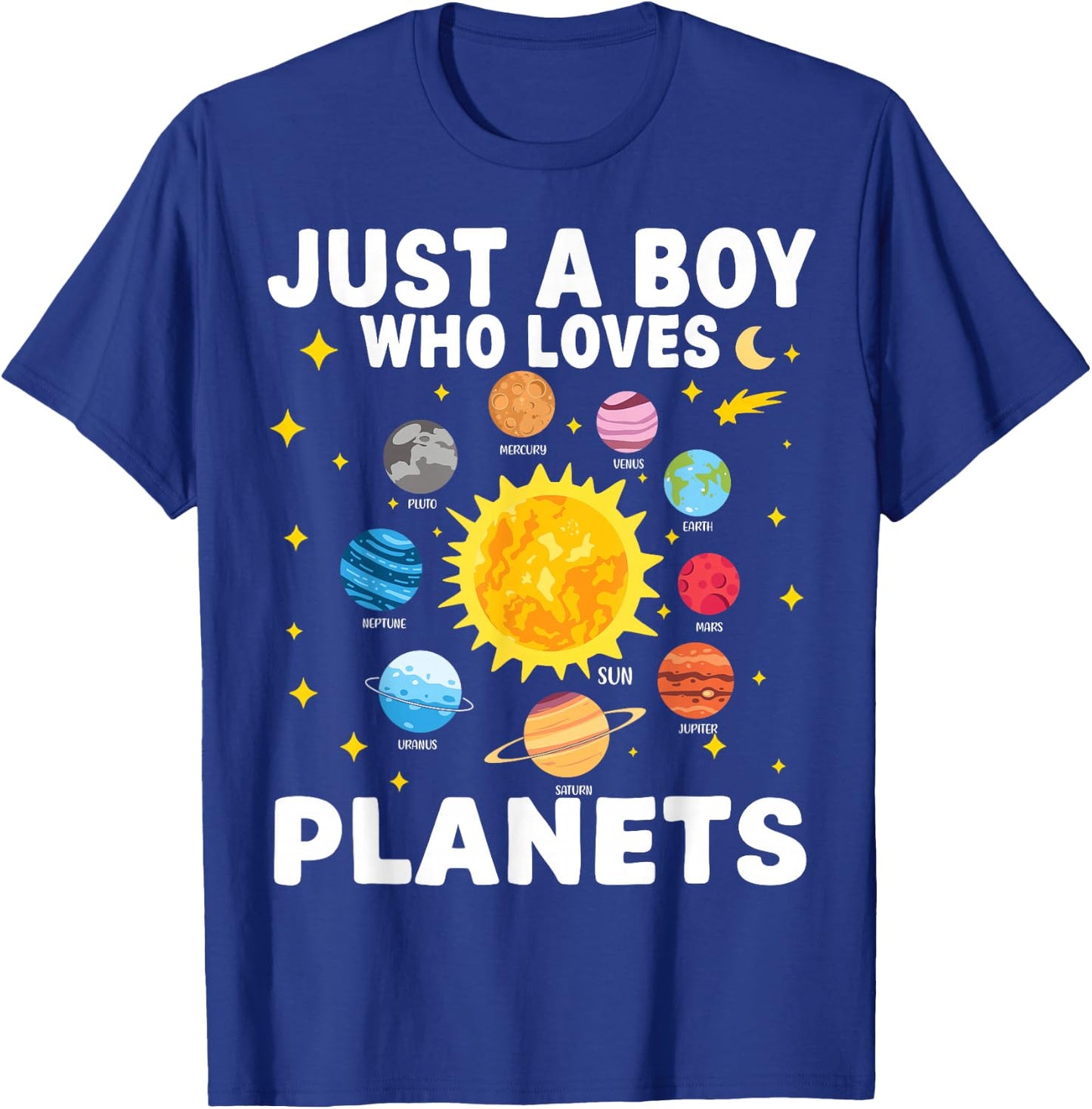 Just A Boy Who Loves Planets Solar System Space Lover Kids T-Shirt - T-Shirt | Royal