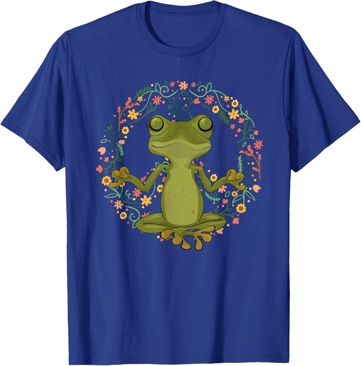 Peace Sign Yoga Frogs Cool Peace Frog Floral T-Shirt - T-Shirt | Royal