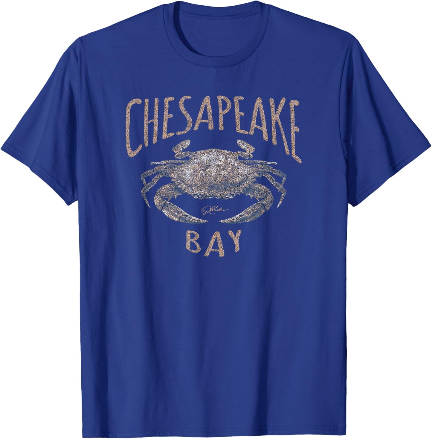 JCombs: Chesapeake Bay Blue Crab (Distressed) T-Shirt - T-Shirt | Royal