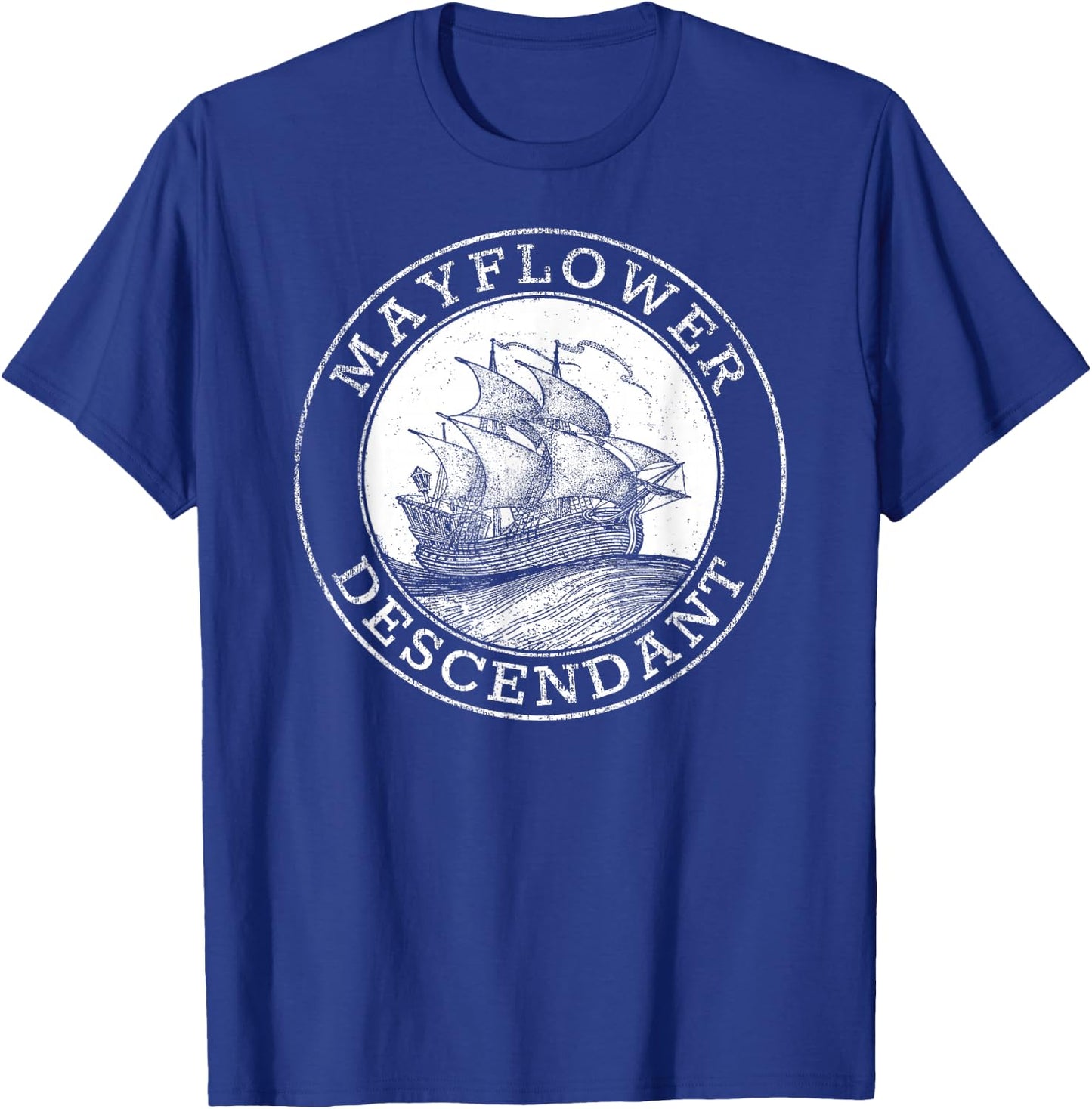 Mayflower Descendant 1620 Vintage Illustration T-Shirt - T-Shirt | Royal