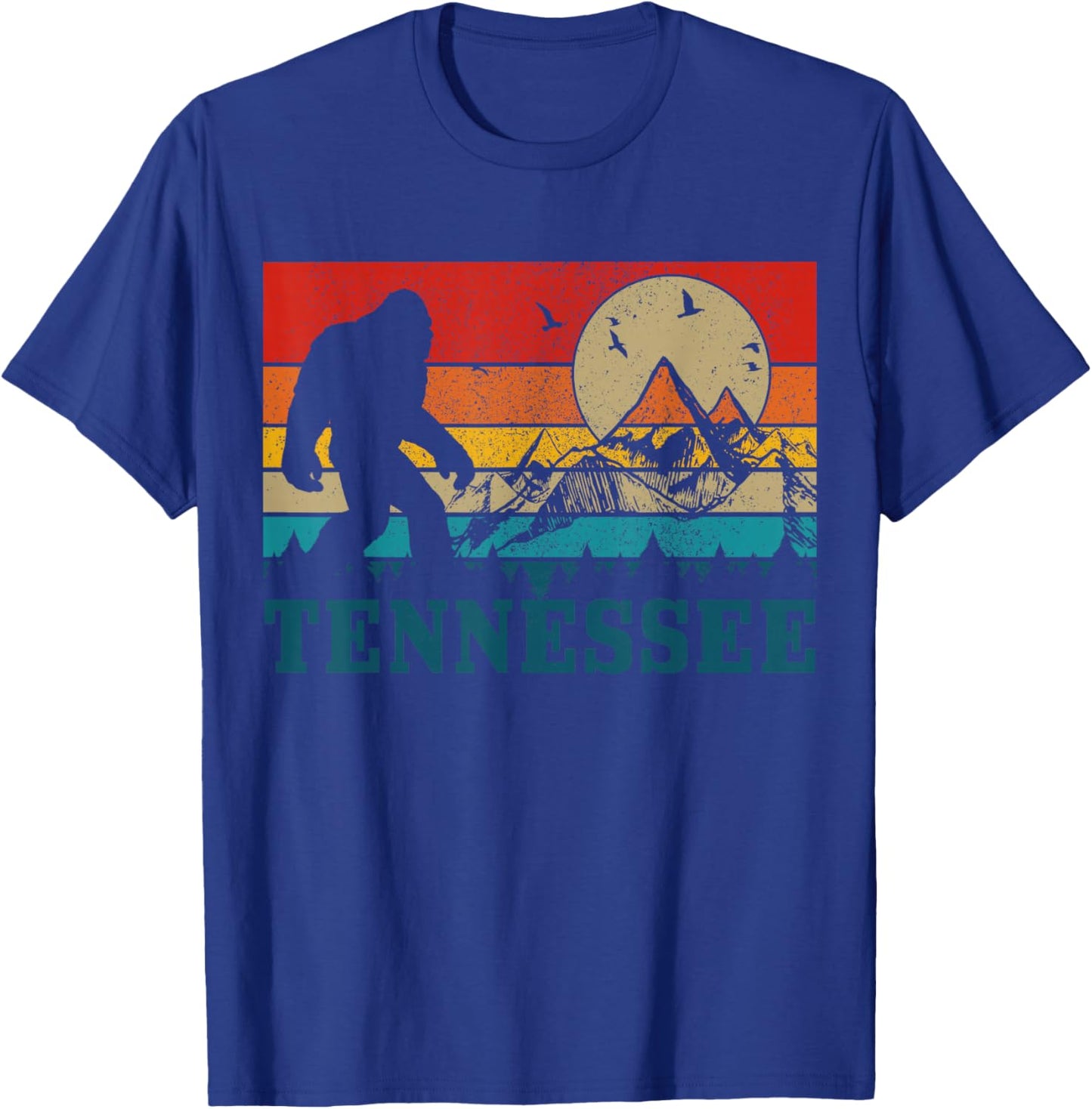 Tennessee Bigfoot Vintage Mountains Nashville Hiking Gift T-Shirt - T-Shirt | Royal