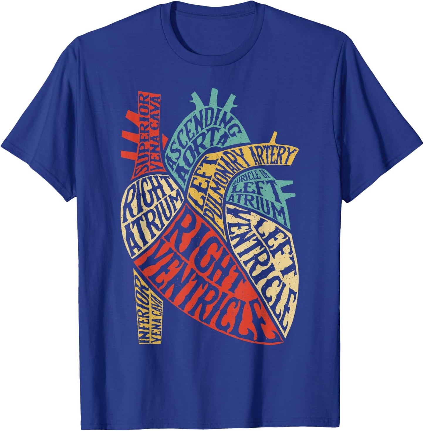Heart Typography Anatomy Science Biology Biologist Men Women T-Shirt - T-Shirt | Royal
