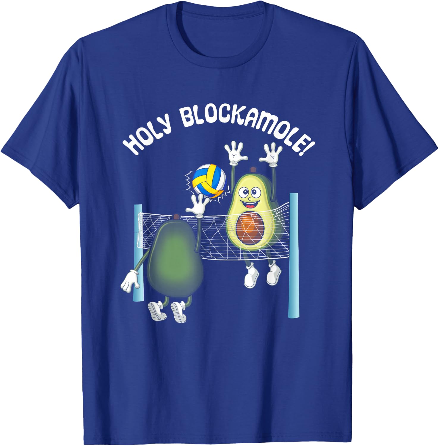 Holy Blockamole! Guacamole Player Blocker Volleyball T-Shirt - T-Shirt | Royal