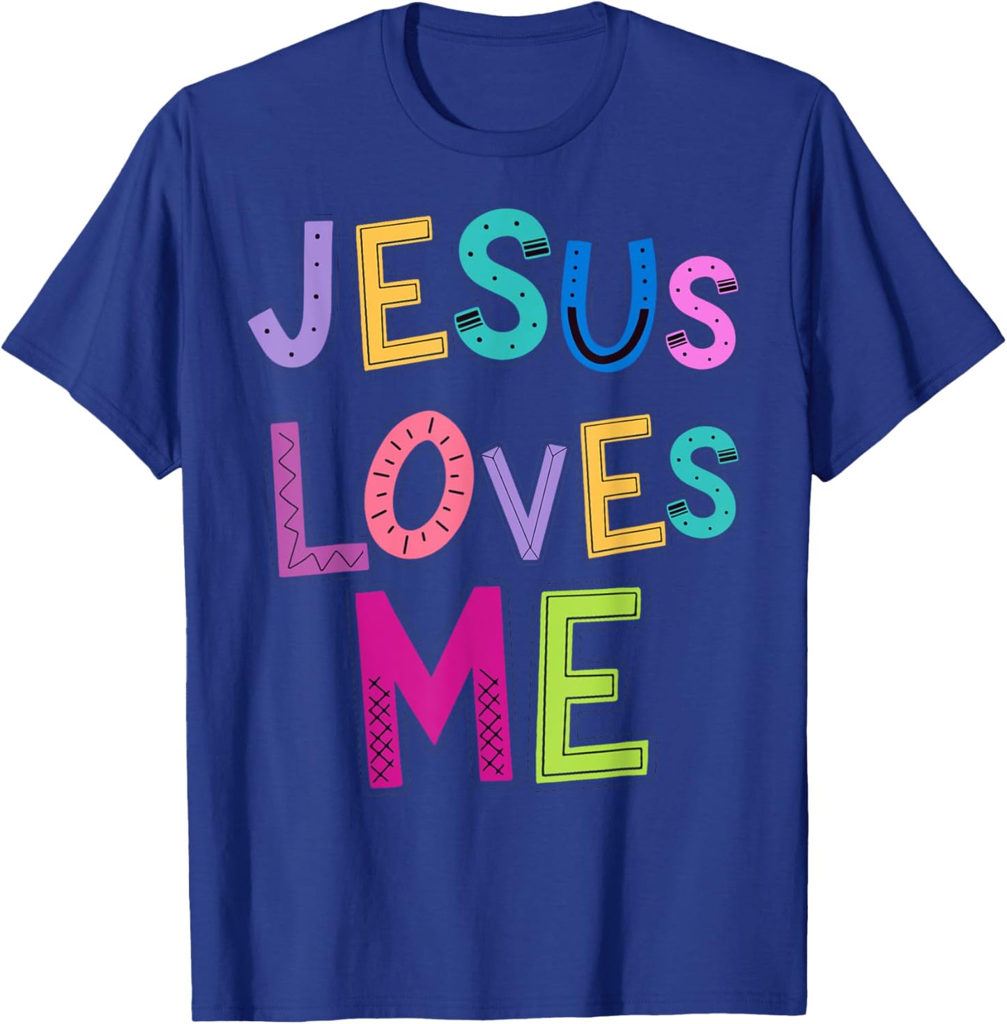 Jesus Loves Me Religious Christian Catholic Church Prayer T-Shirt - T-Shirt | Royal