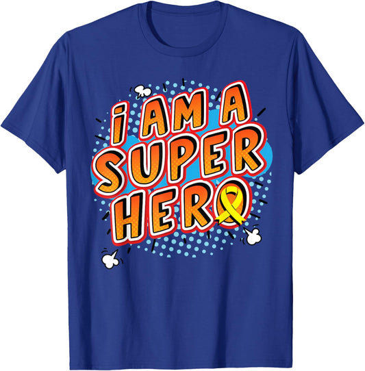 Childhood Cancer I Am A Superhero Ribbon T-Shirt - T-Shirt | Royal