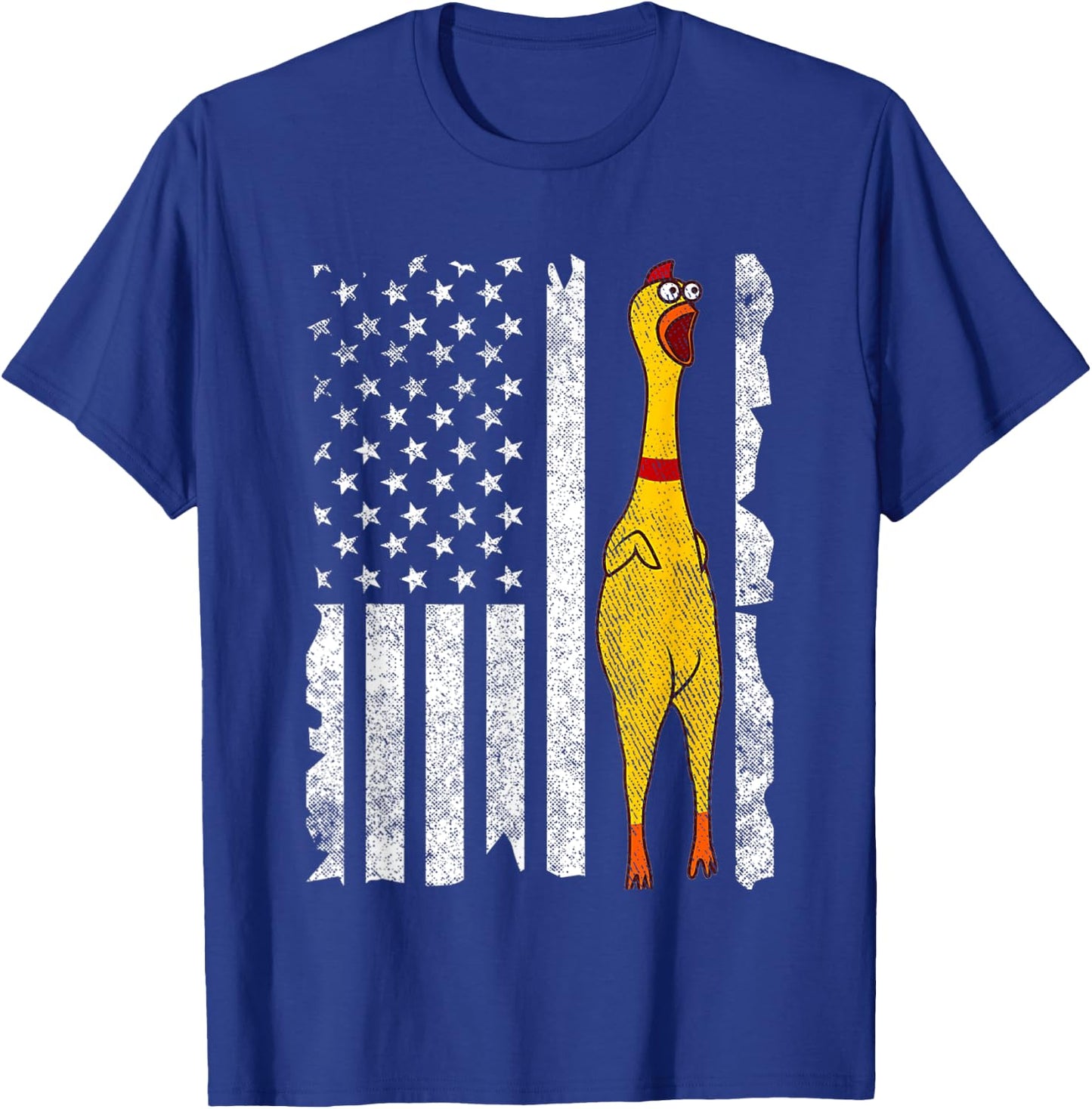 Funny Rubber Chicken Vintage American US Flag Men & Women T-Shirt - T-Shirt | Royal