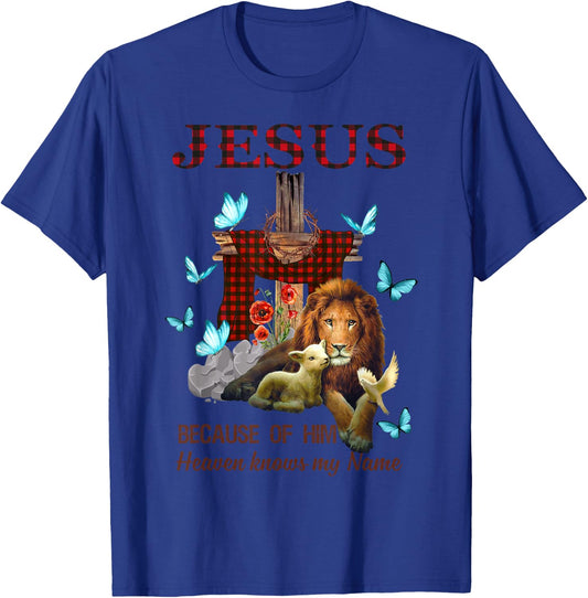 Jesus Because Of Him Heaven Knows My Name T-Shirt - T-Shirt | Royal
