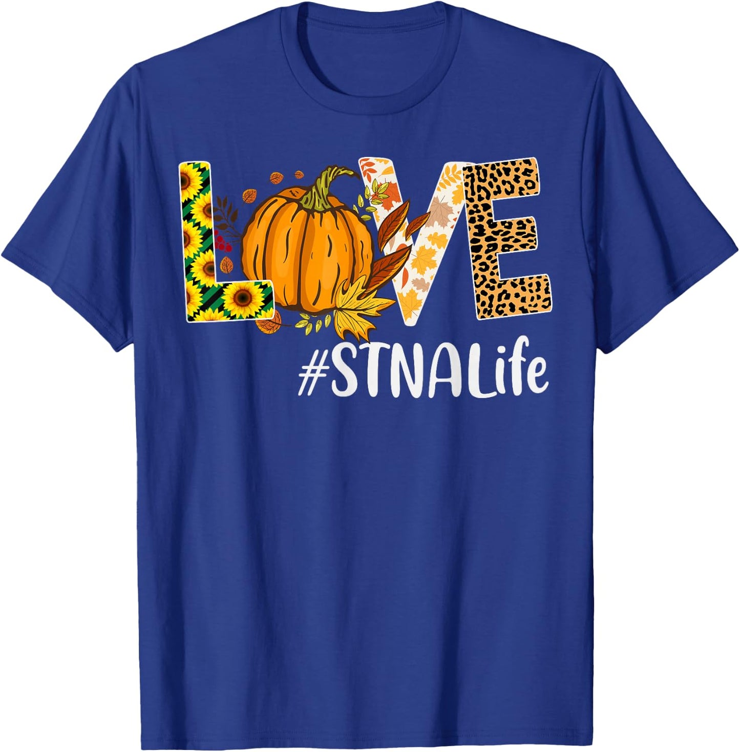 STNA Life Love Fall Pumpkin leopard Halloween Autumn T-Shirt - T-Shirt | Royal