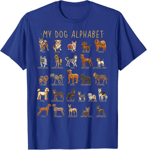 Types Of Dogs Alphabet - Dog Identification - A-Z ABC T-Shirt - T-Shirt | Royal