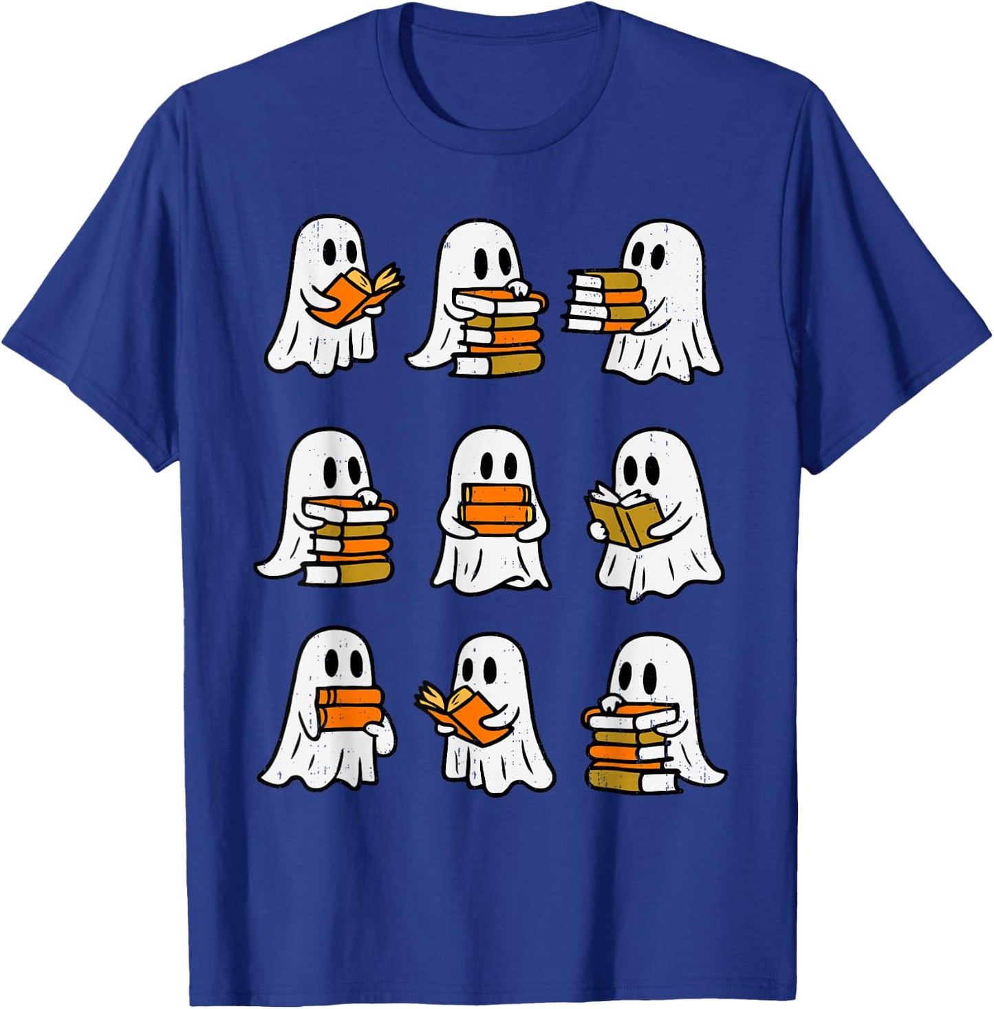 Ghost Reading Book Halloween Librarian Teacher Book Lover T-Shirt - T-Shirt | Royal