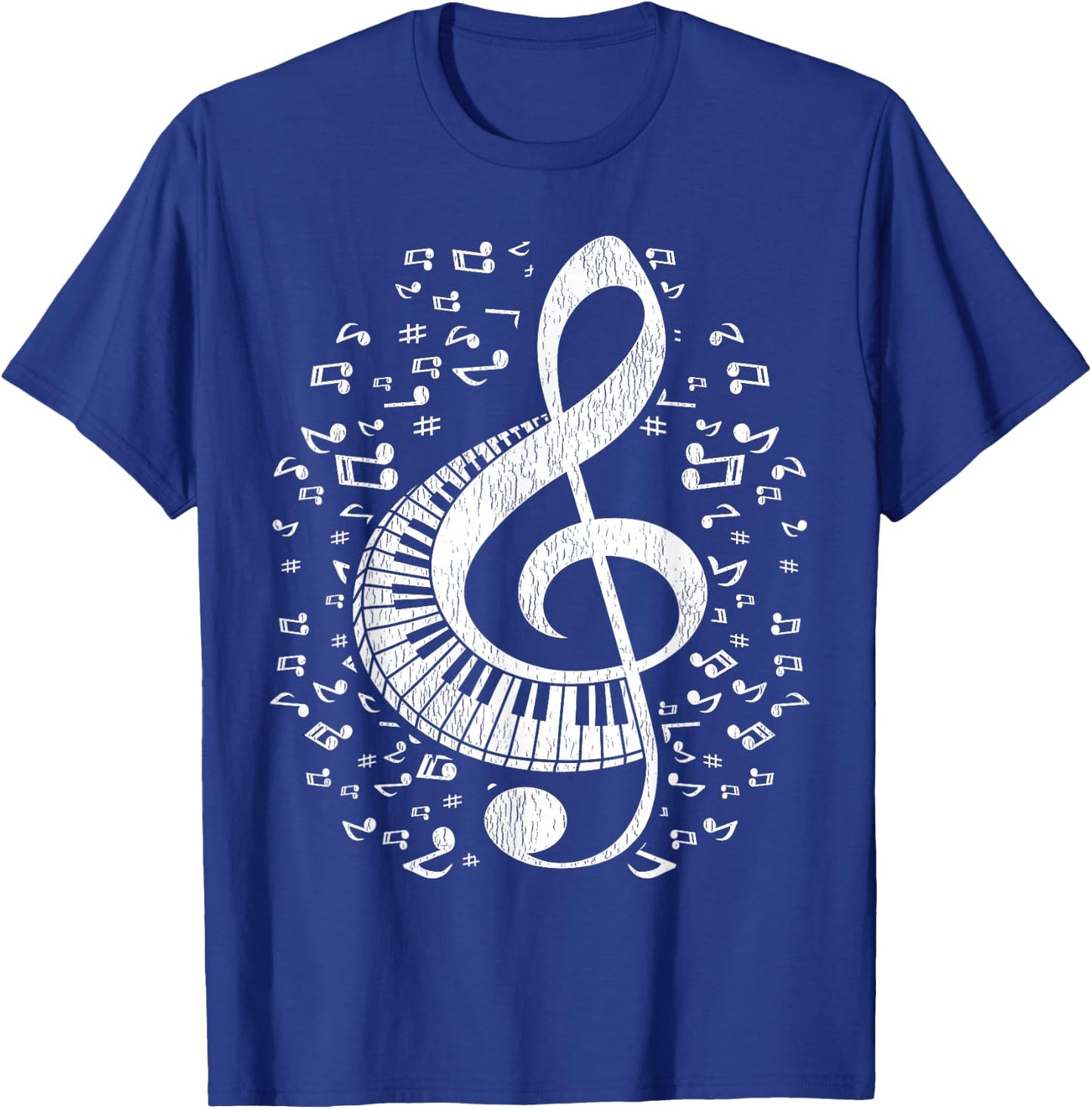 Musician Pianist Music Notes Keyboard Treble Clef Piano T-Shirt - T-Shirt | Royal
