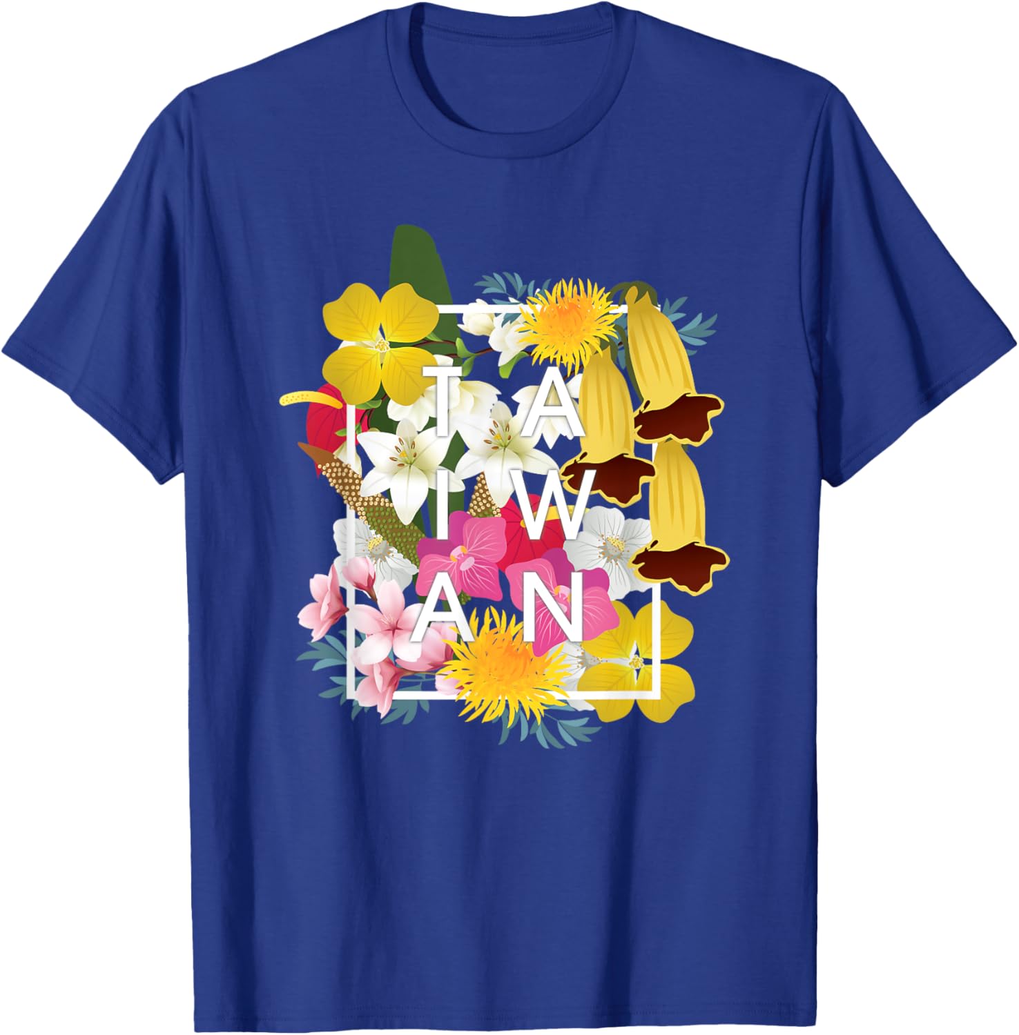 Flowers of Taiwan Word Art - Taiwanese Pride T-Shirt - T-Shirt | Royal