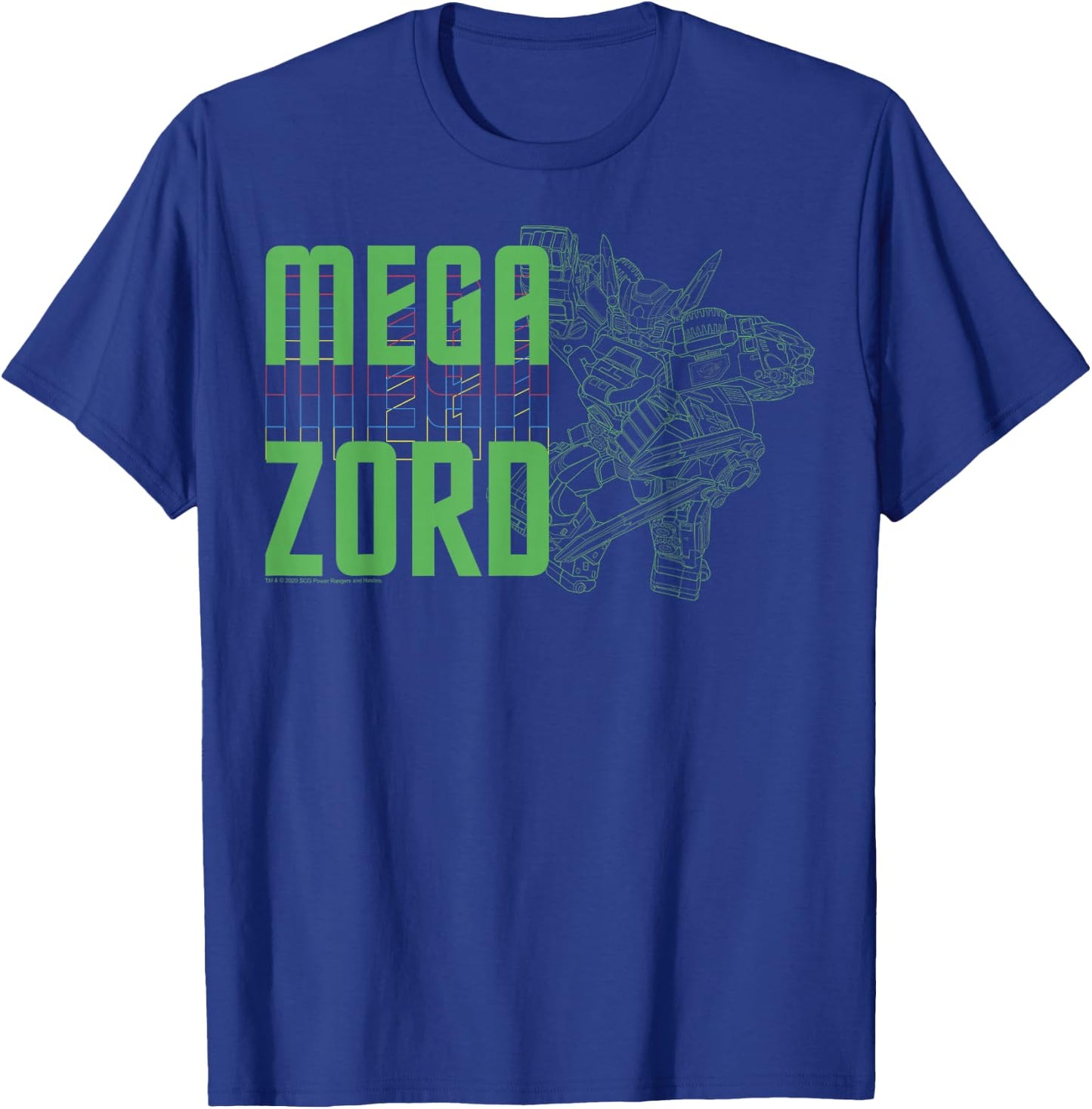 Power Rangers Megazord Line Art Stack T-Shirt - T-Shirt | Royal
