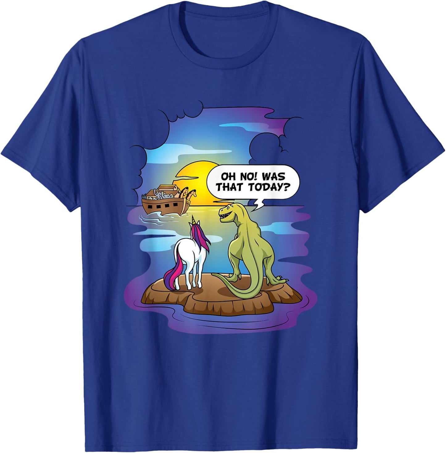 Christian Noah's Ark Bibble Pun Last Unicorn Dinosaur T-Shirt - T-Shirt | Royal