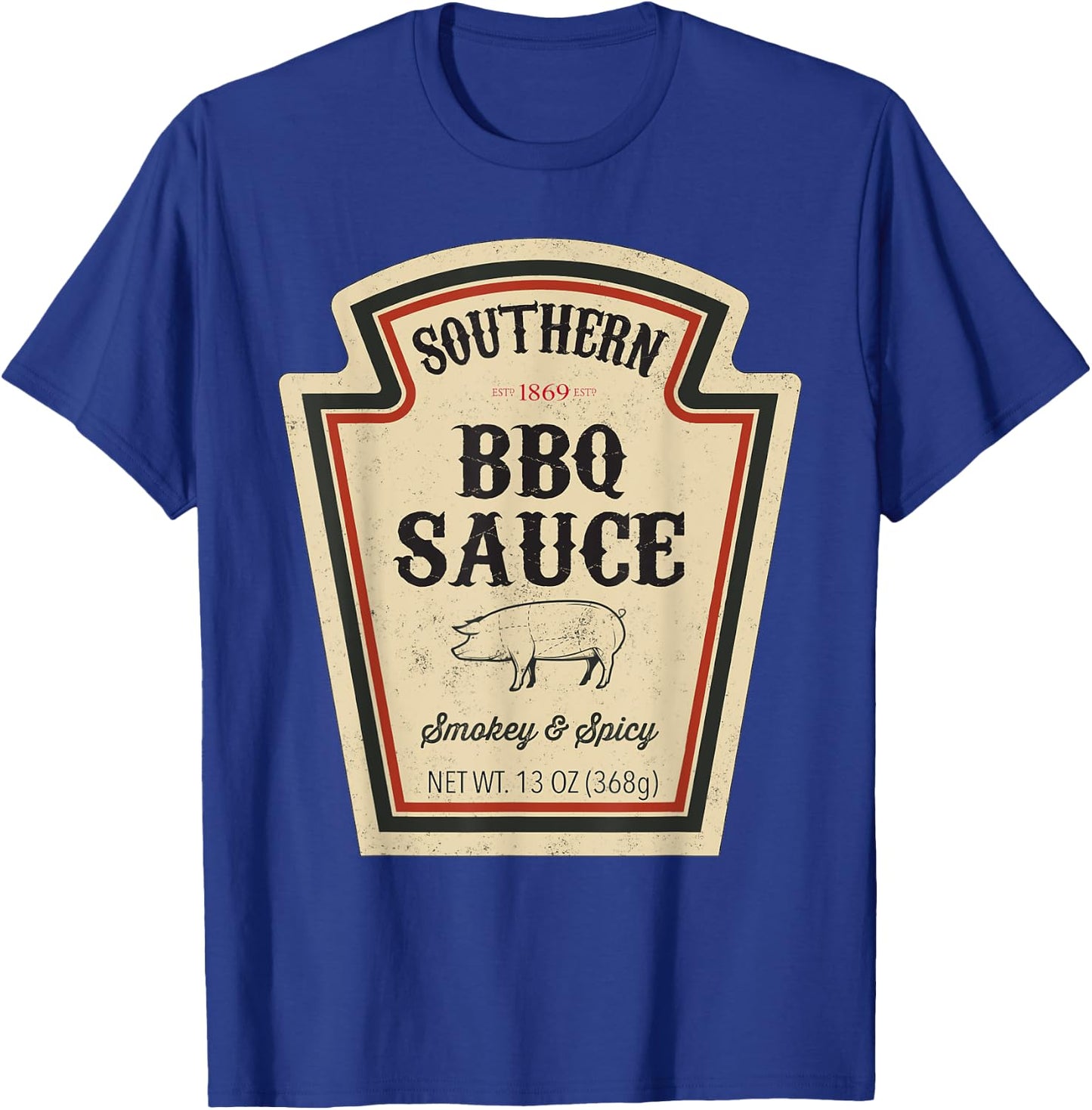 Halloween Matching Costume Southern BBQ Sauce Bottle Label T-Shirt - T-Shirt | Royal
