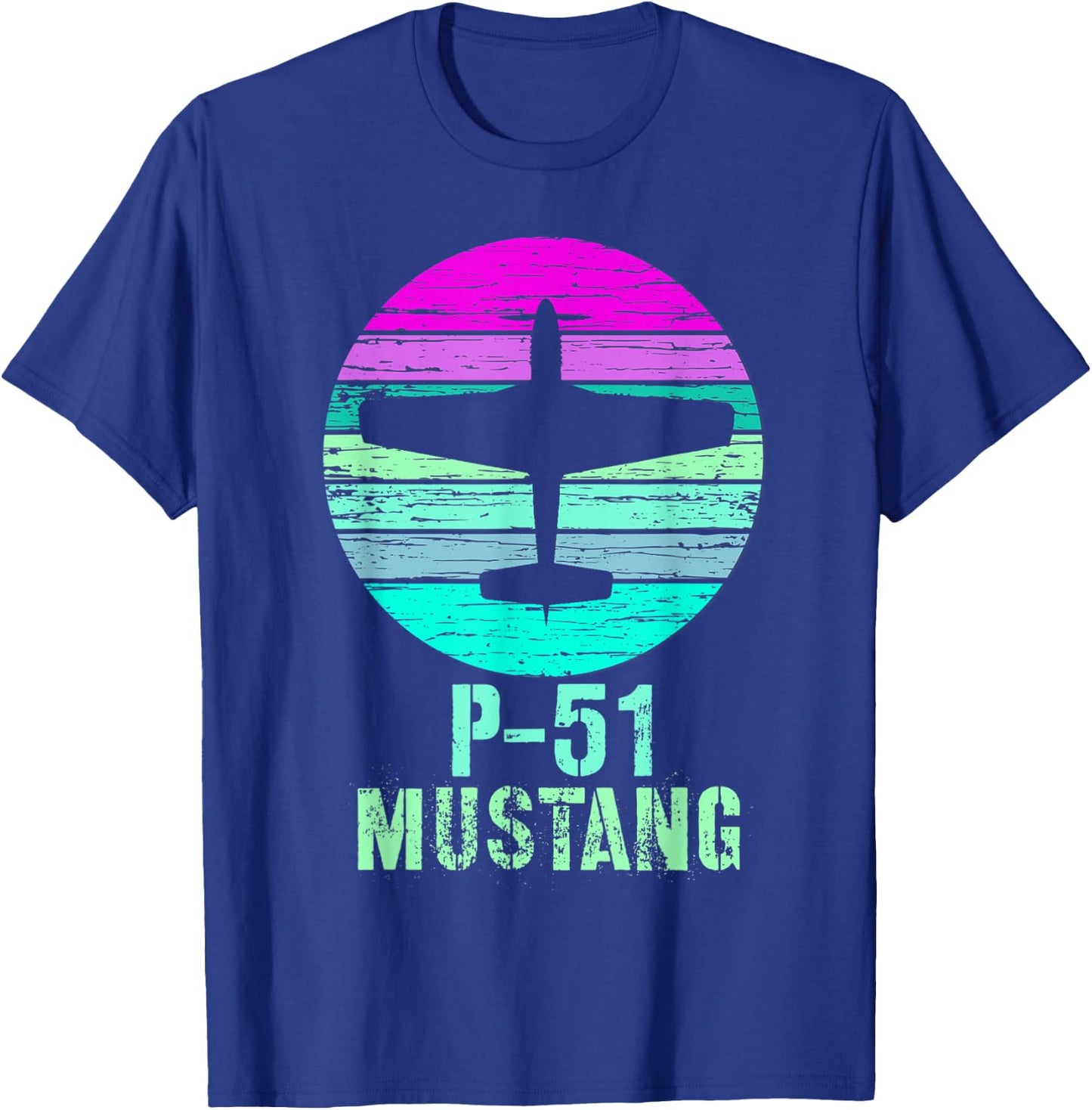 Vintage P-51 Mustang Fighter Plane Military Shirt T-Shirt - T-Shirt | Royal