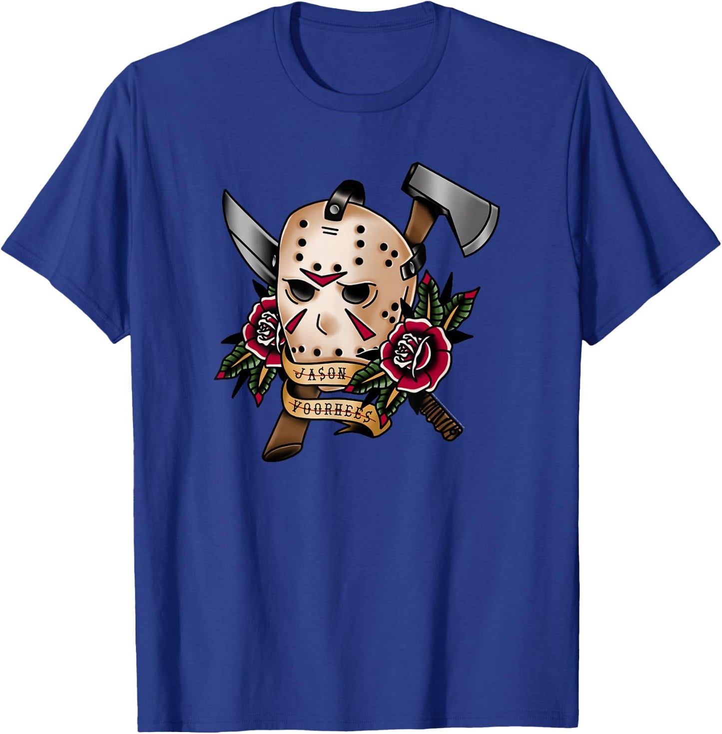 Friday The 13th Jason Classical Art Tattoo Style T-Shirt - T-Shirt | Royal