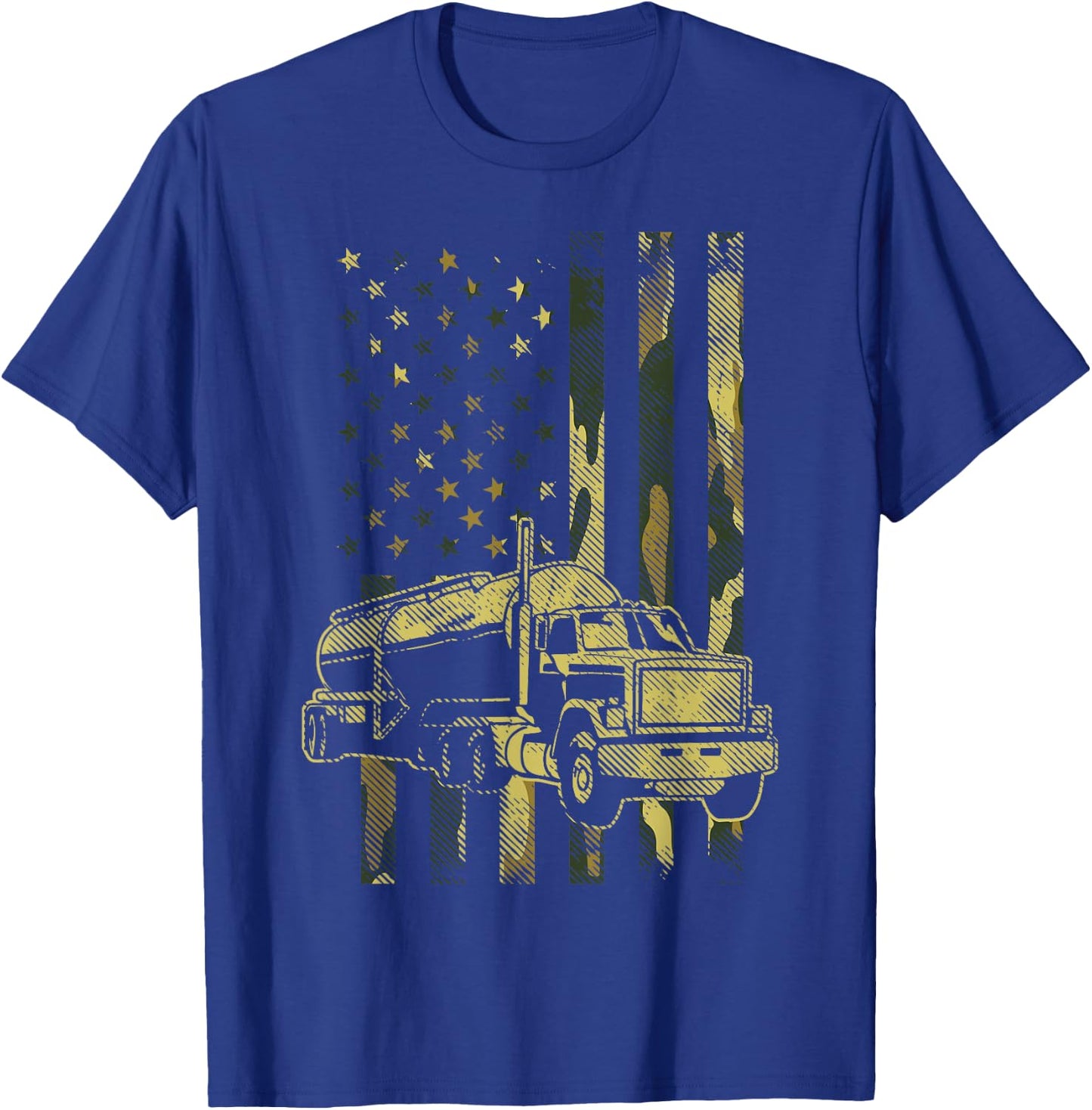 Camo American Flag Truck Patriotic US Trucking Trucker Gift T-Shirt - T-Shirt | Royal