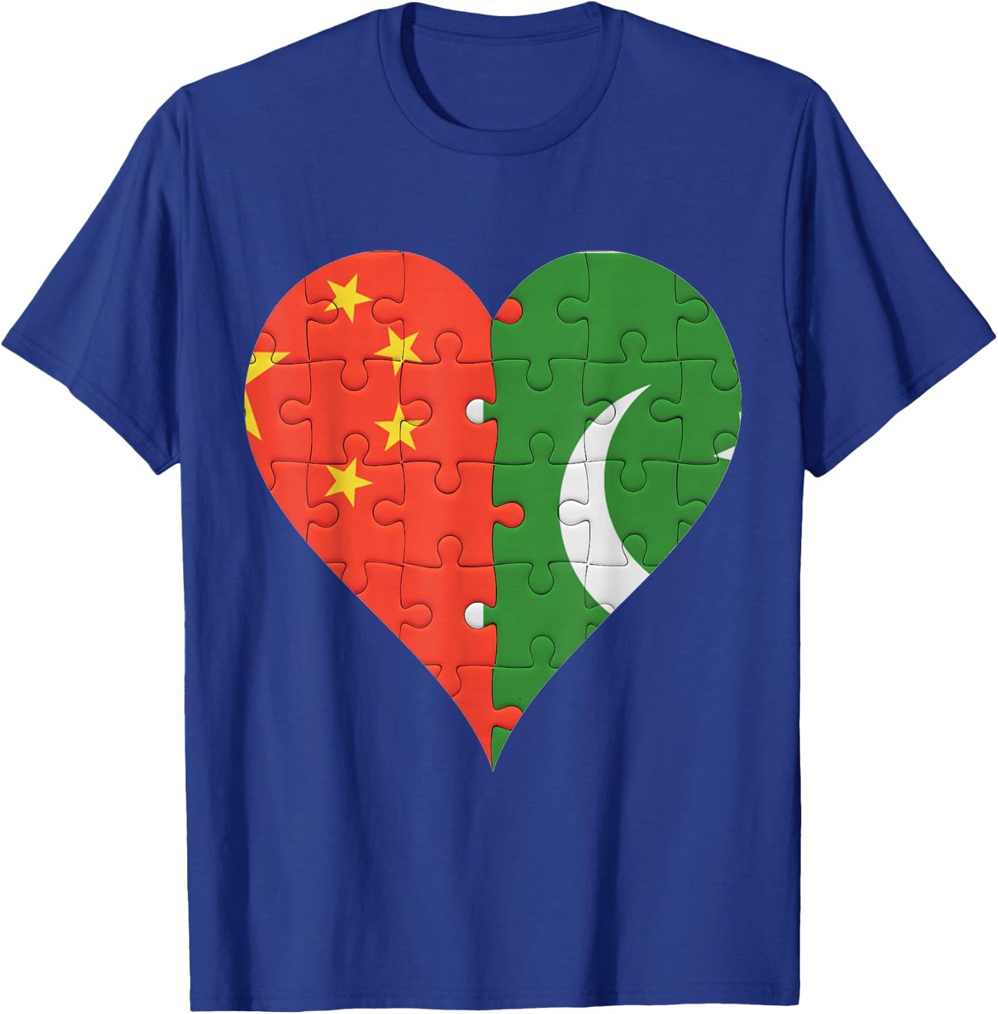 Chinese Pakistani Flag Heart T-Shirt - T-Shirt | Royal
