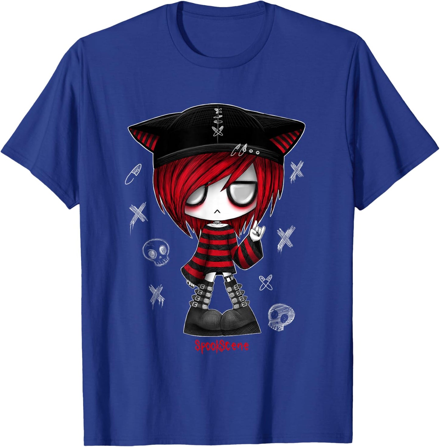 Spookscene Edgy Kitty Hat Scene Kid Emo Alt Goth Red T-Shirt - T-Shirt | Royal