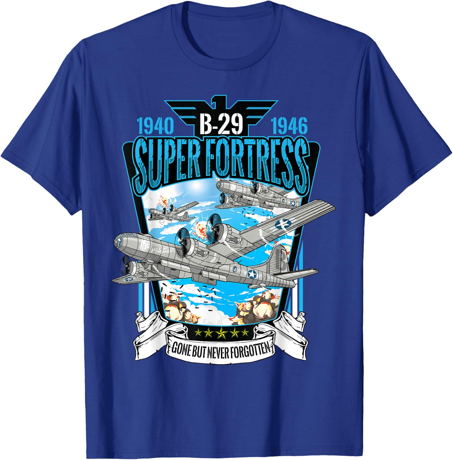 World War II B-29 Superfortress Military Aircraft T-Shirt - T-Shirt | Royal