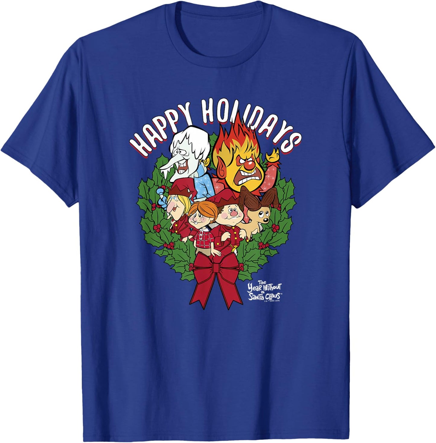 The Year Without A Santa Claus Group Shot Wreath Poster T-Shirt - T-Shirt | Royal