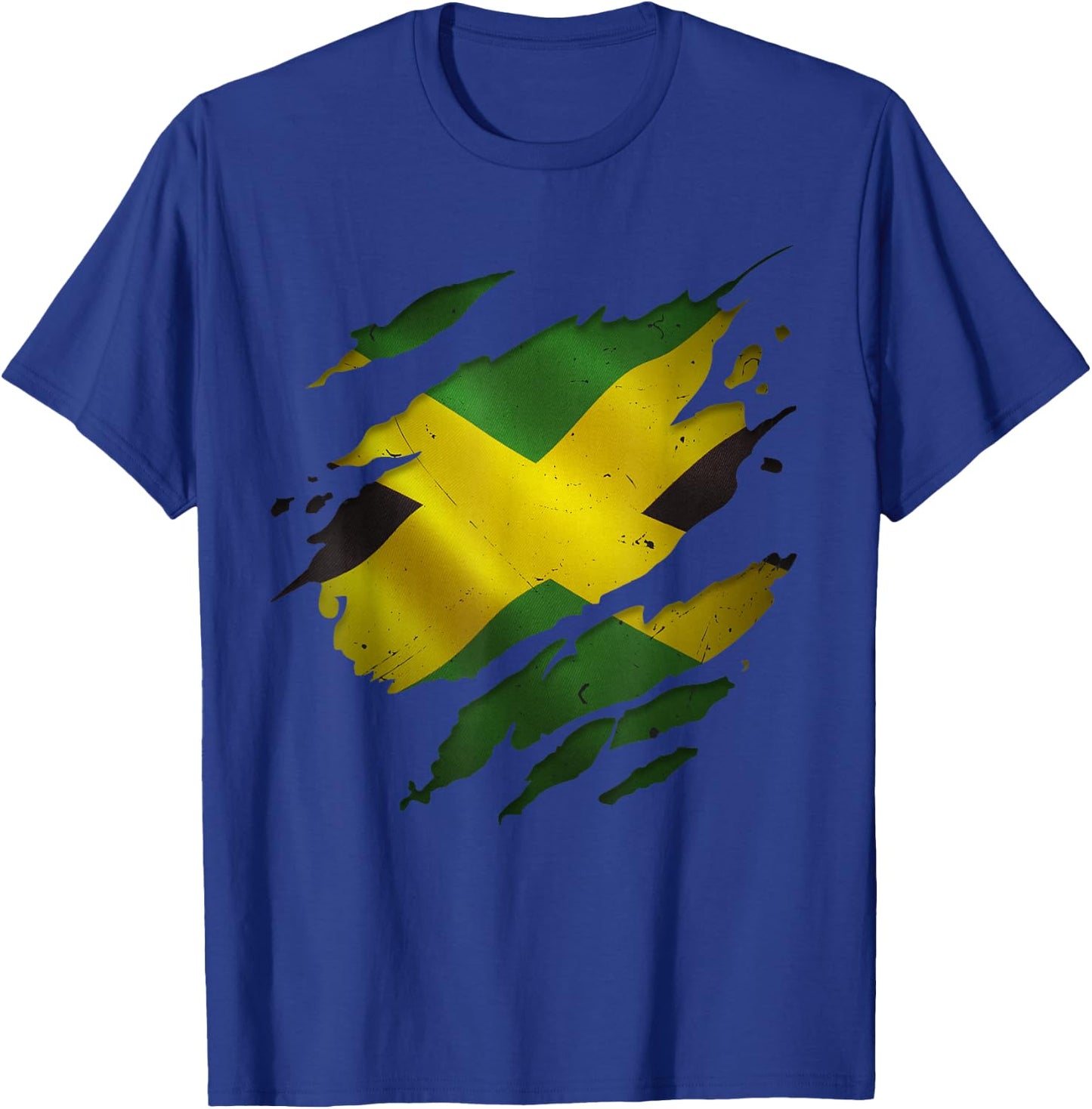 Jamaica Flag Ripped Scratch Heritage Culture Proud Jamaican T-Shirt - T-Shirt | Royal