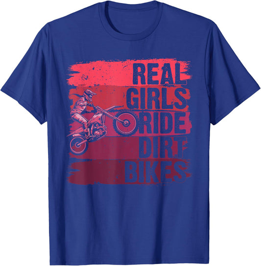 Cool Dirt Bike Girls Motocross Biker Racer Sport T-Shirt - T-Shirt | Royal
