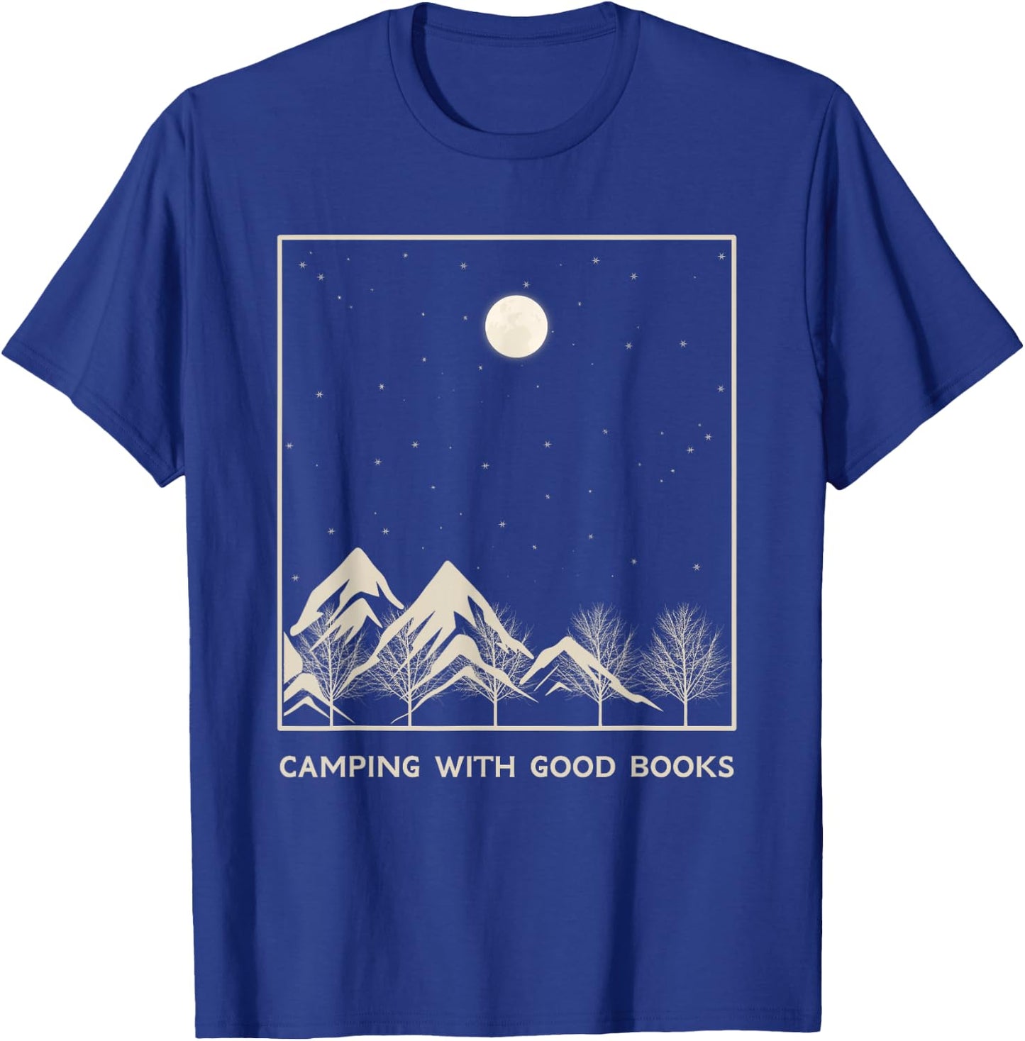 Camping Book Lover Reader Camper Bookworm Librarian Read T-Shirt - T-Shirt | Royal