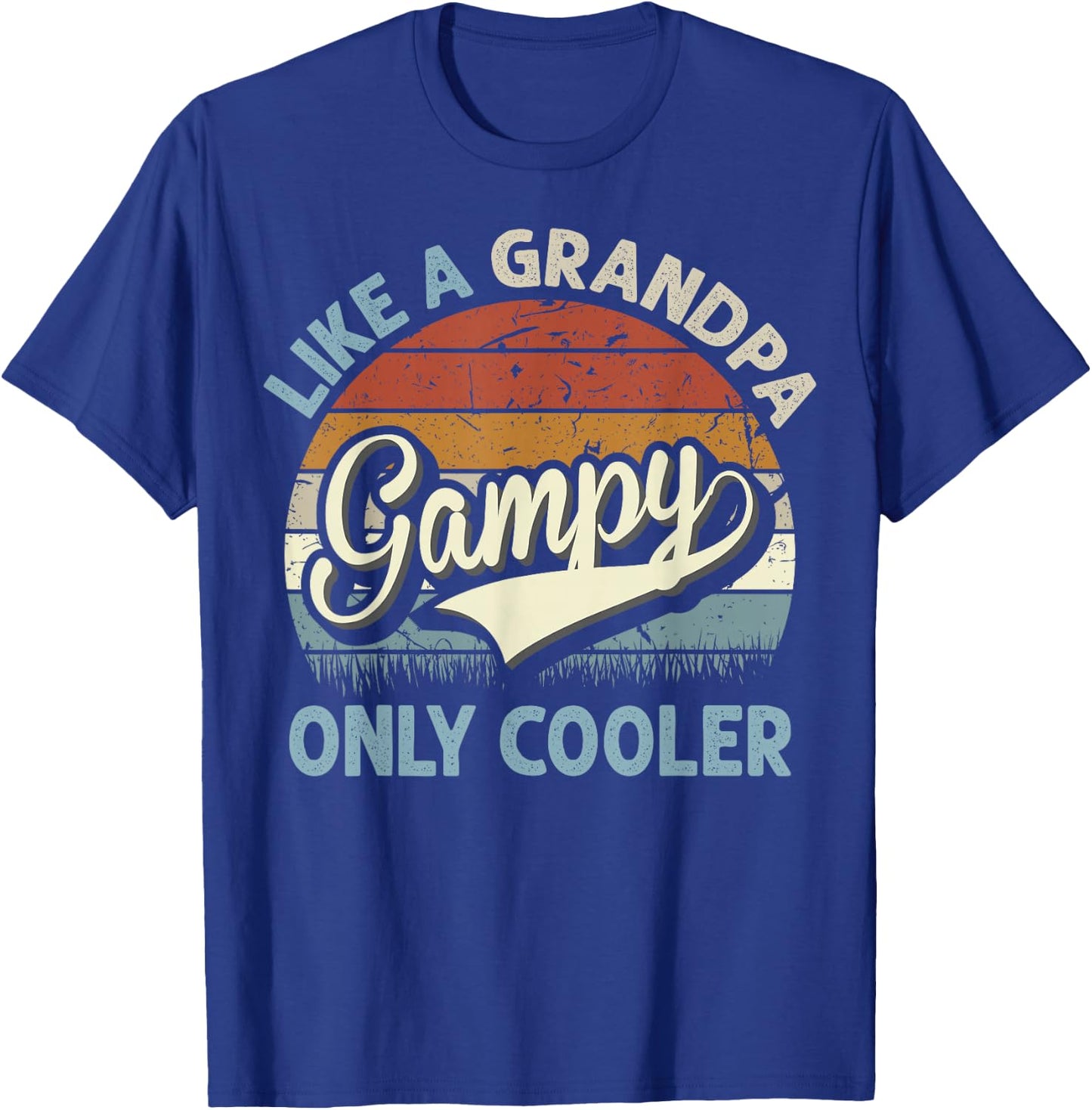 Gampy Like A Grandpa Only Cooler Fathers Day Retro T-Shirt - T-Shirt | Royal