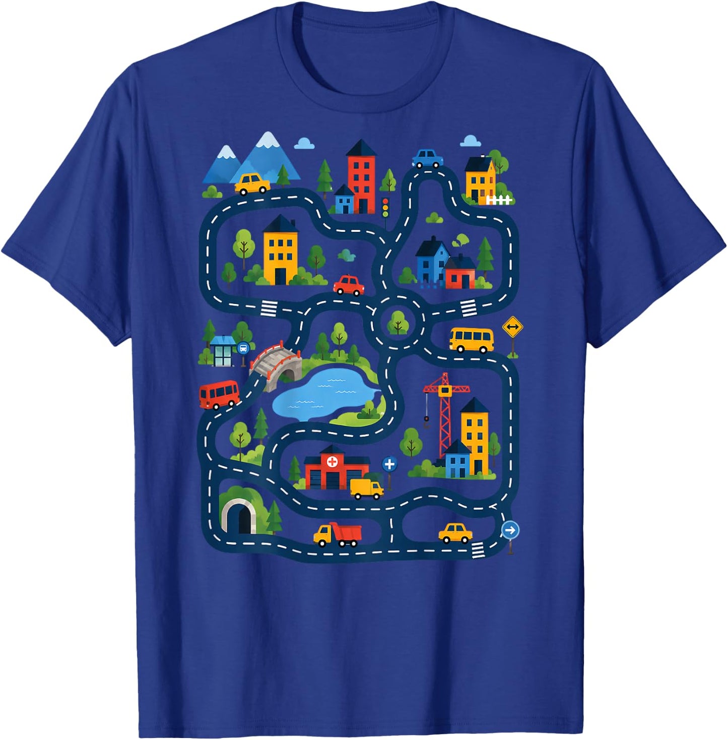 (On Back) Tired Dads Club Car Race Track On Dad Father's Day T-Shirt - T-Shirt | Royal