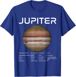 Nerdy Jupiter Astronomy Science Planets Solar System Facts W T-Shirt - T-Shirt | Royal
