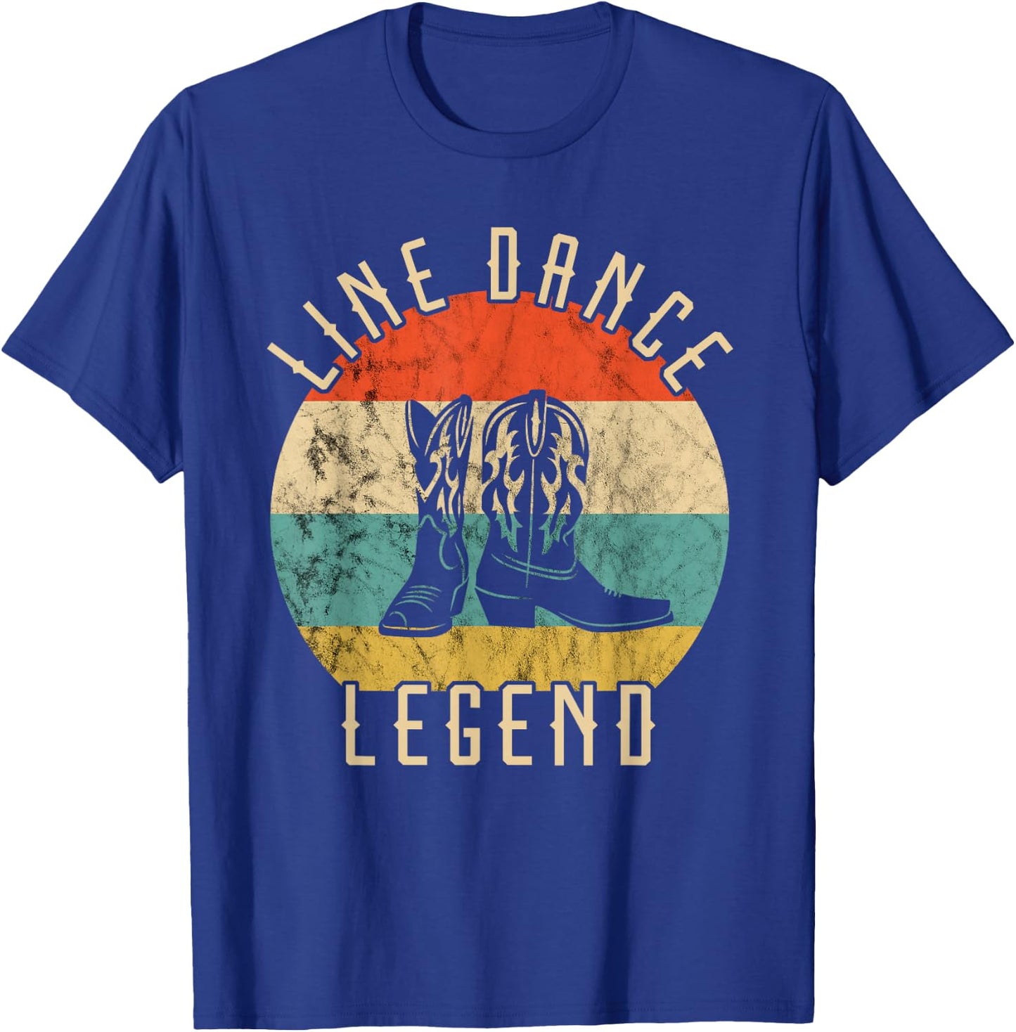 Line Dance Legend Cowboy Boots Retro Vintage Sunset T-Shirt - T-Shirt | Royal