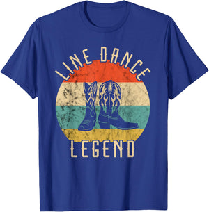 Line Dance Legend Cowboy Boots Retro Vintage Sunset T-Shirt - T-Shirt | Royal