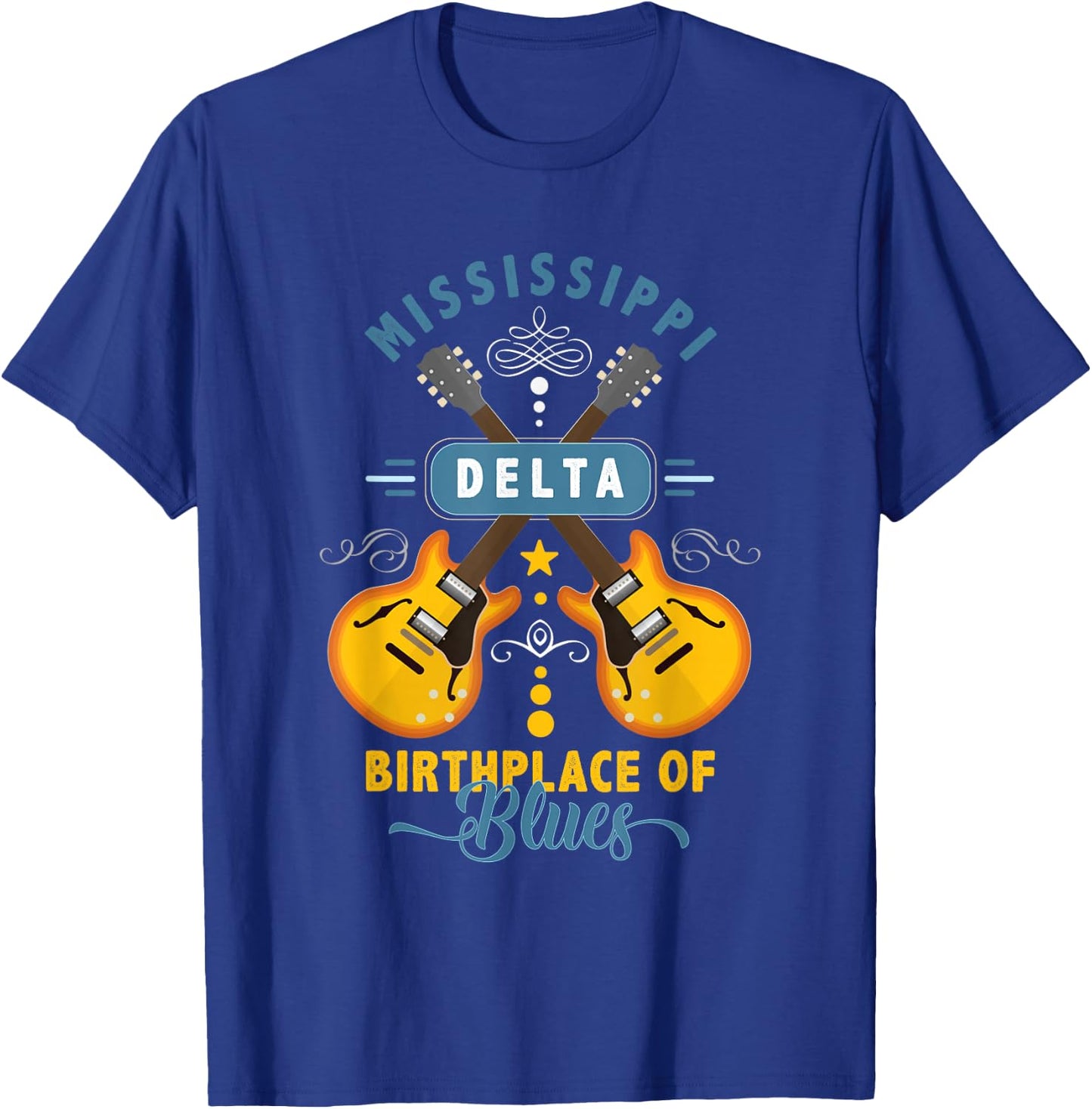 Blues Guitarist or Rock Music or Mississippi Delta Blues T-Shirt - T-Shirt | Royal