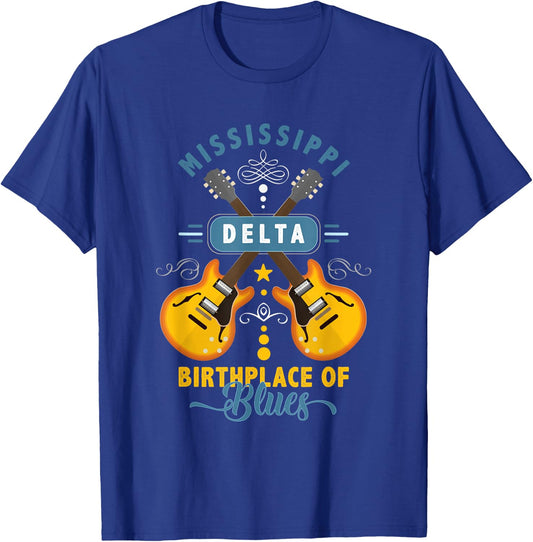 Blues Guitarist or Rock Music or Mississippi Delta Blues T-Shirt - T-Shirt | Royal