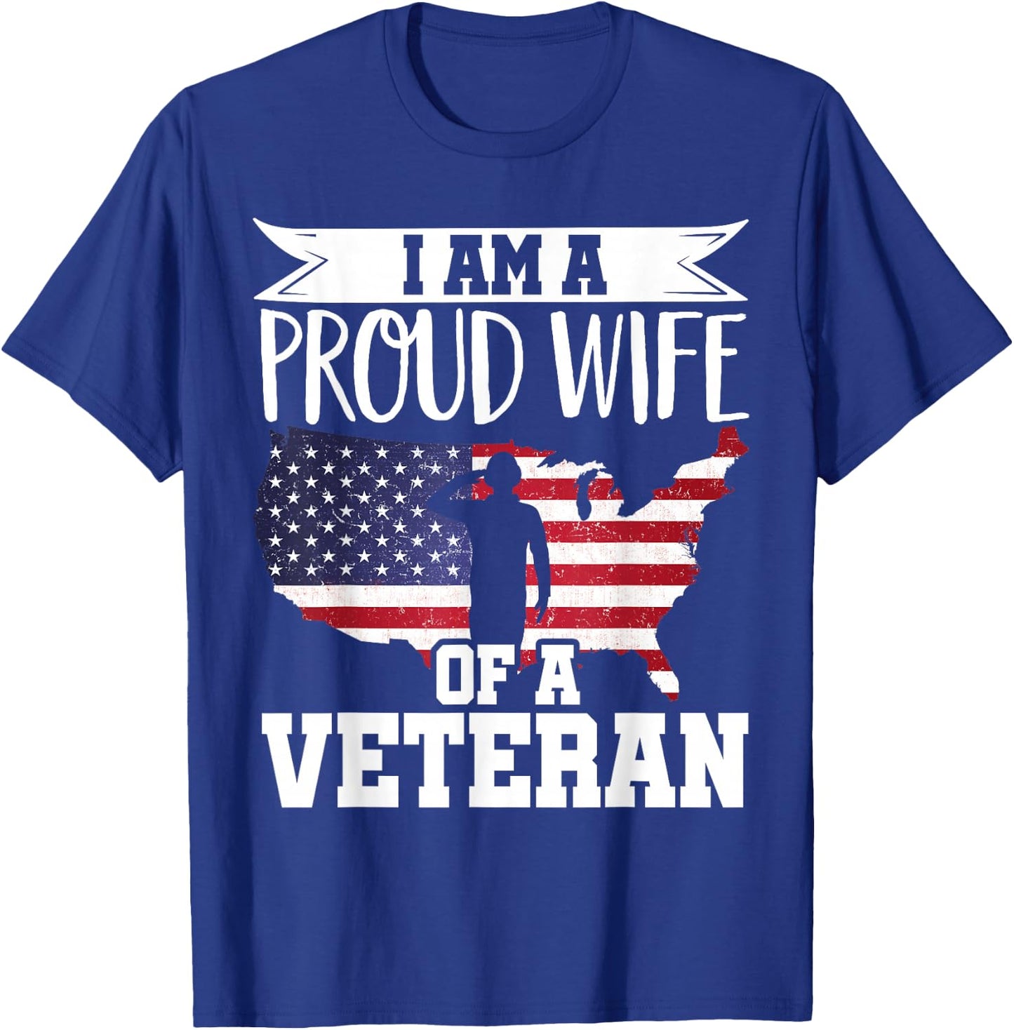 Proud Wife of Veteran Nothing Scares Patriotic Veterans Day T-Shirt - T-Shirt | Royal