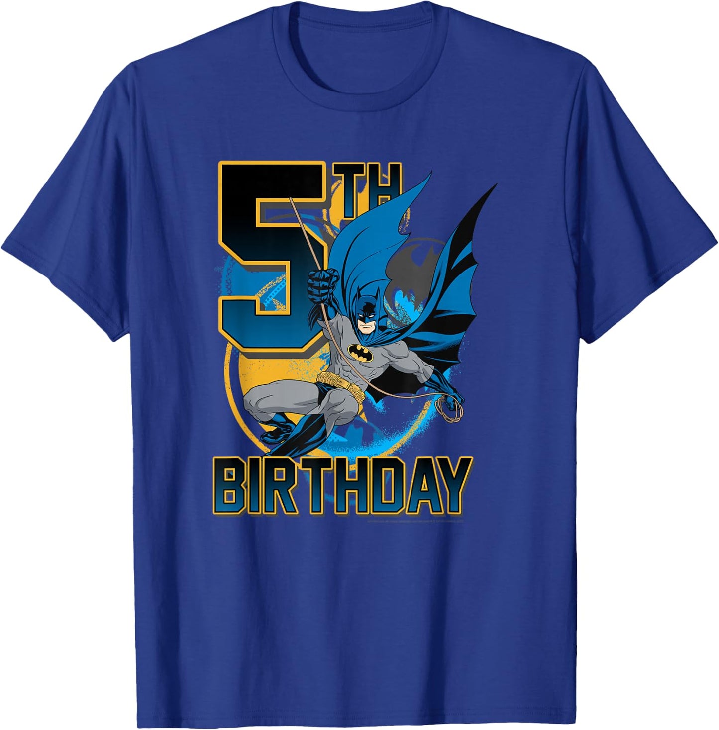 DC Comics Batman 5th Birthday Bat Swing Action Poster T-Shirt - T-Shirt | Royal