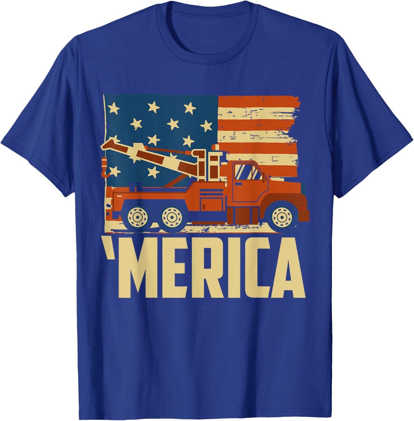 Tow Truck Driver American flag 'Merica T-Shirt - T-Shirt | Royal