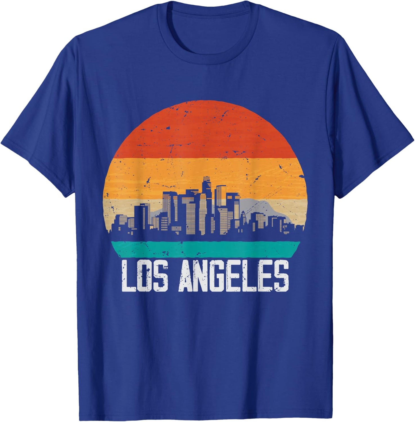 Los Angeles USA Retro Vintage Sunset Skyline Los Angeles T-Shirt - T-Shirt | Royal