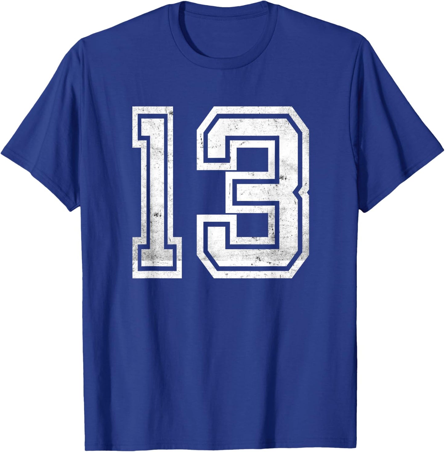 Number #13 Sport Distressed Number T-Shirt - T-Shirt | Royal