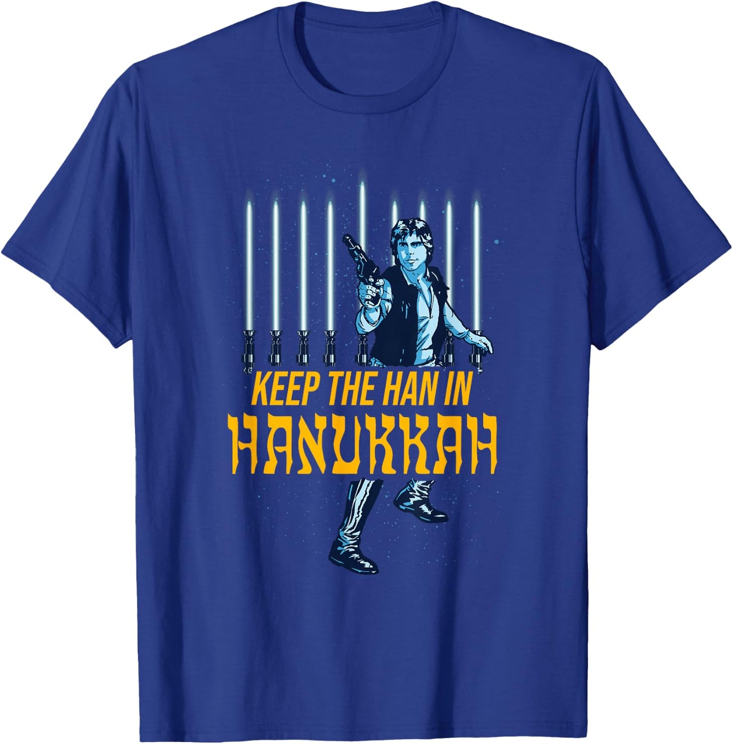 Star Wars Han Solo Hanukkah Lightsaber Menorah T-Shirt - T-Shirt | Royal