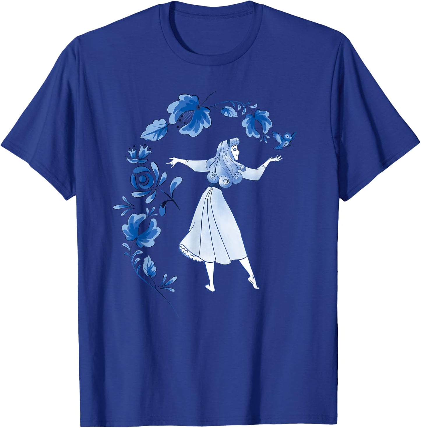Disney Sleeping Beauty Princess Aurora Blue Flowers T-Shirt - T-Shirt | Royal