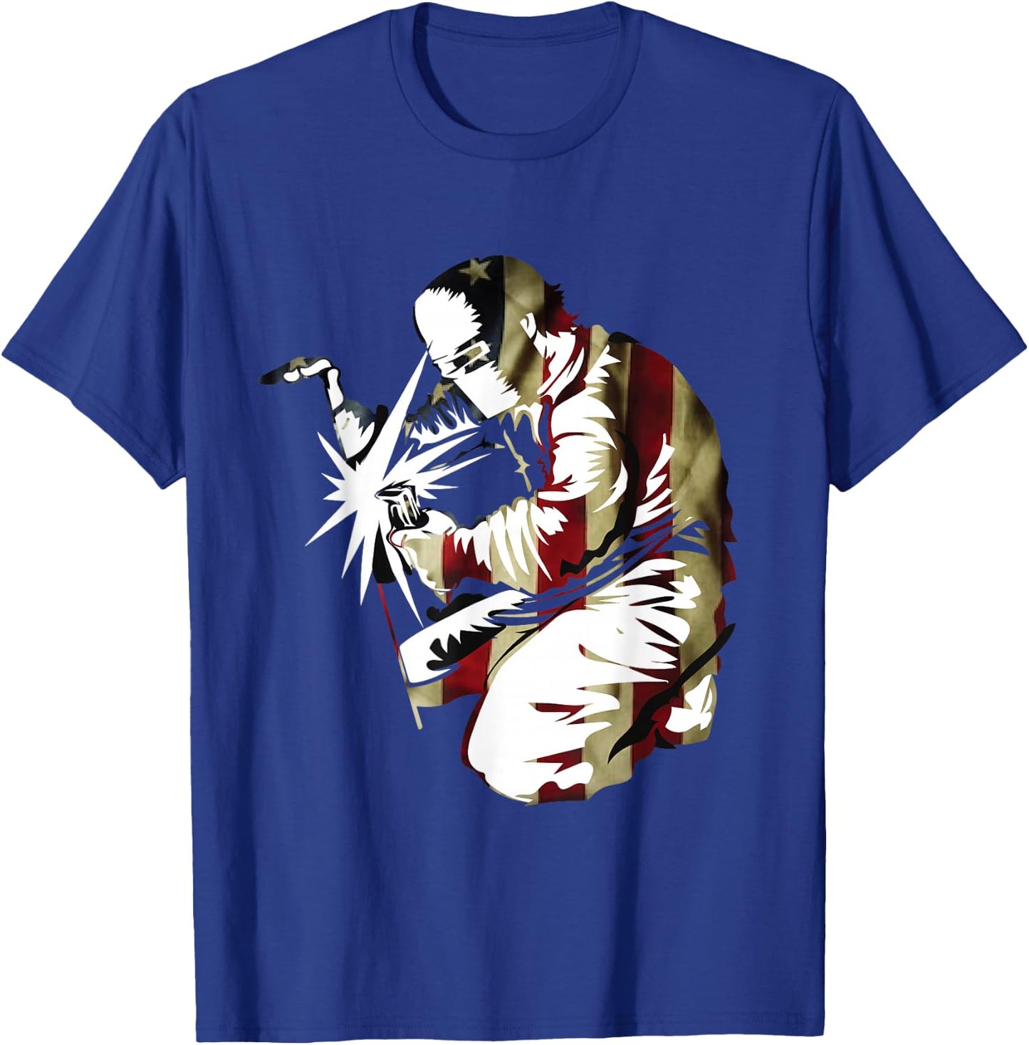 Patriotic American Welder with US Men Welding T-Shirt - T-Shirt | Royal
