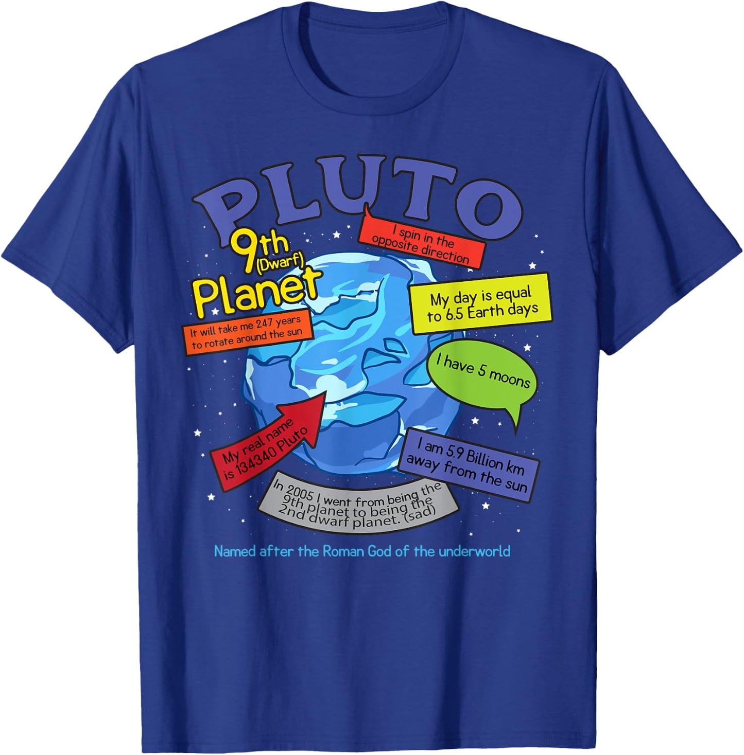 Teaching, learning, about space - Pluto, planets T-Shirt - T-Shirt | Royal