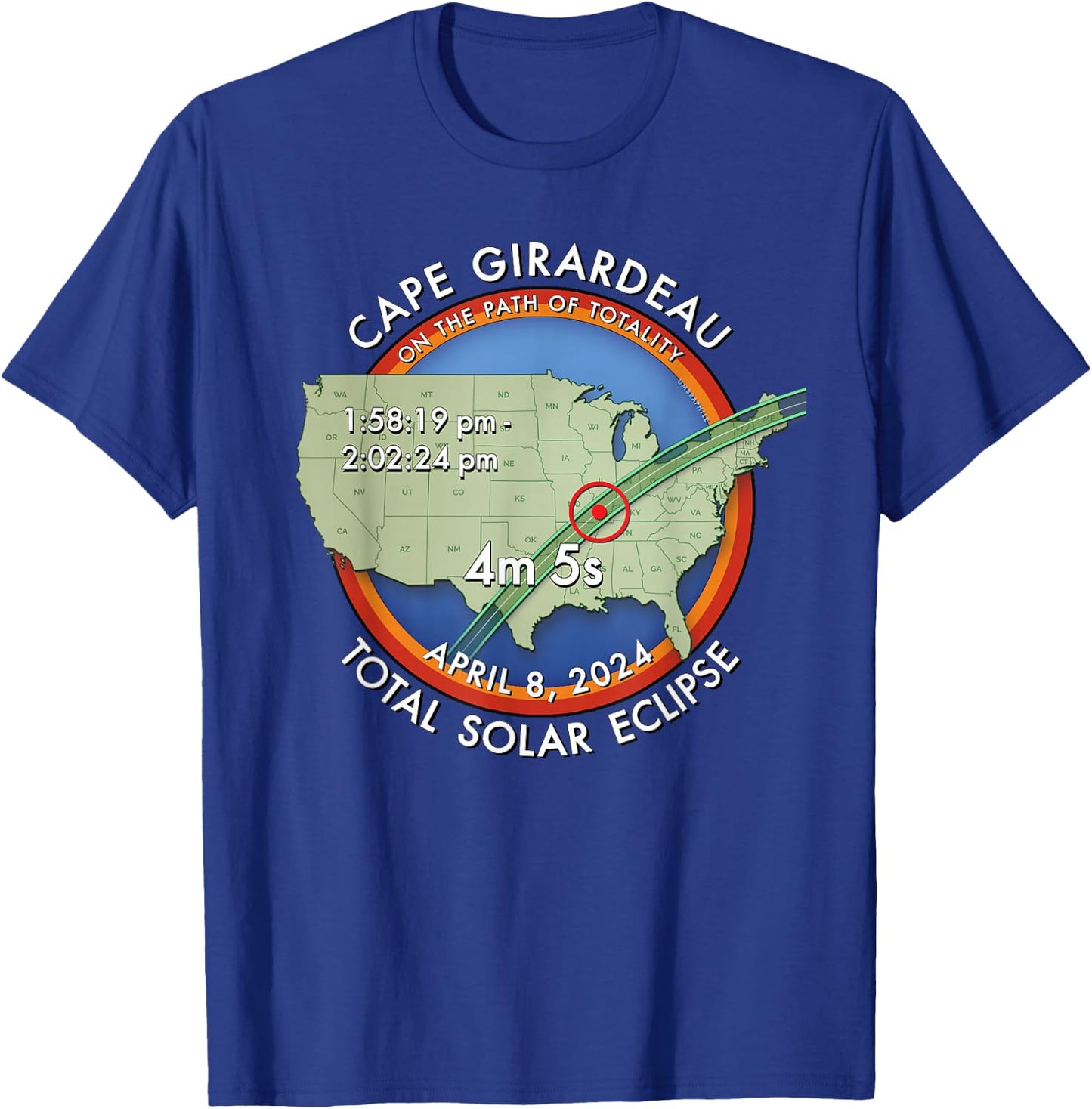 2024 Total Solar Eclipse in Cape Girardeau Missouri :: 27 : T-Shirt - T-Shirt | Royal