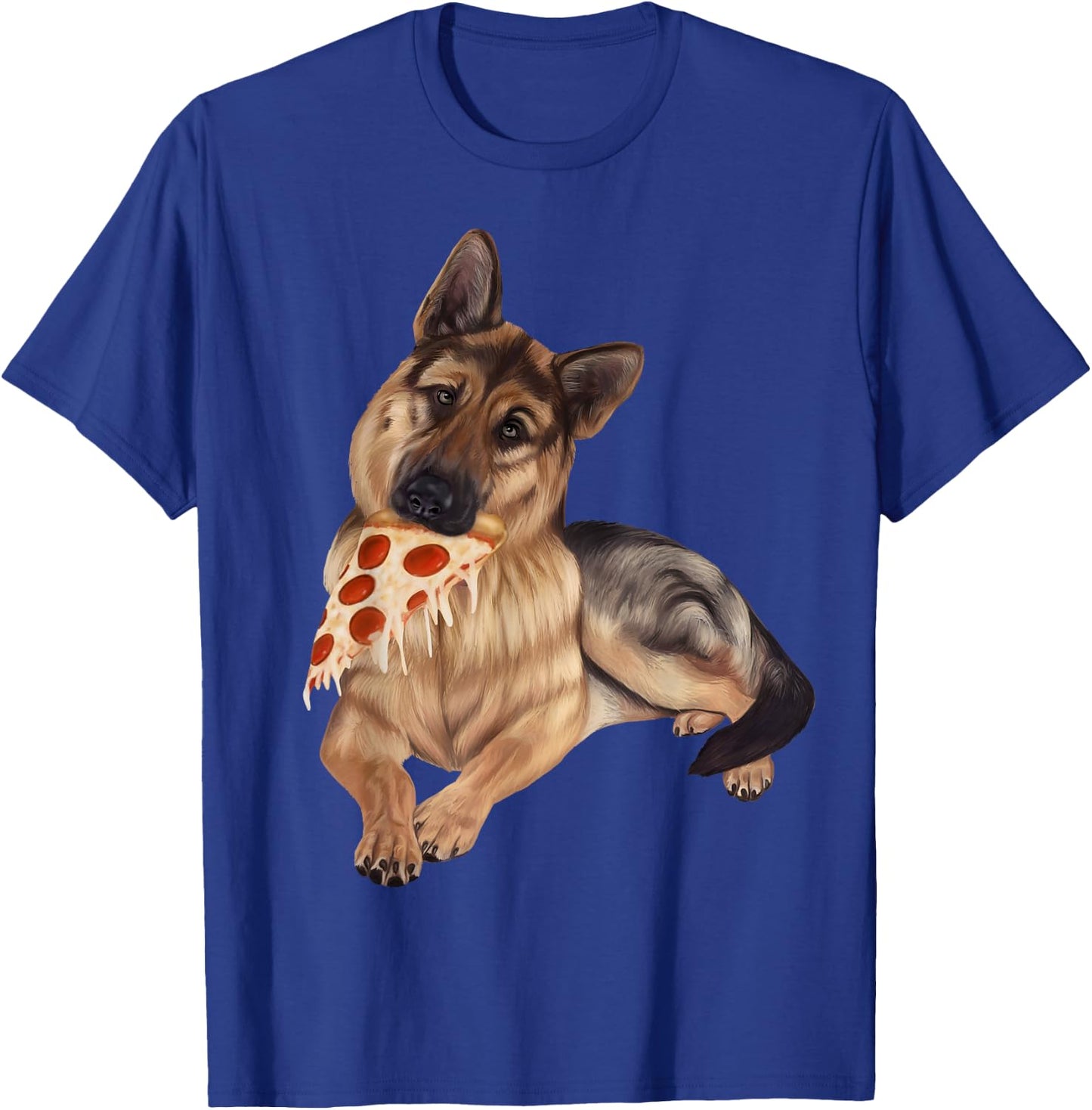 German Shepherd eating pizza - dog with a pizza slice shirt T-Shirt - T-Shirt | Royal