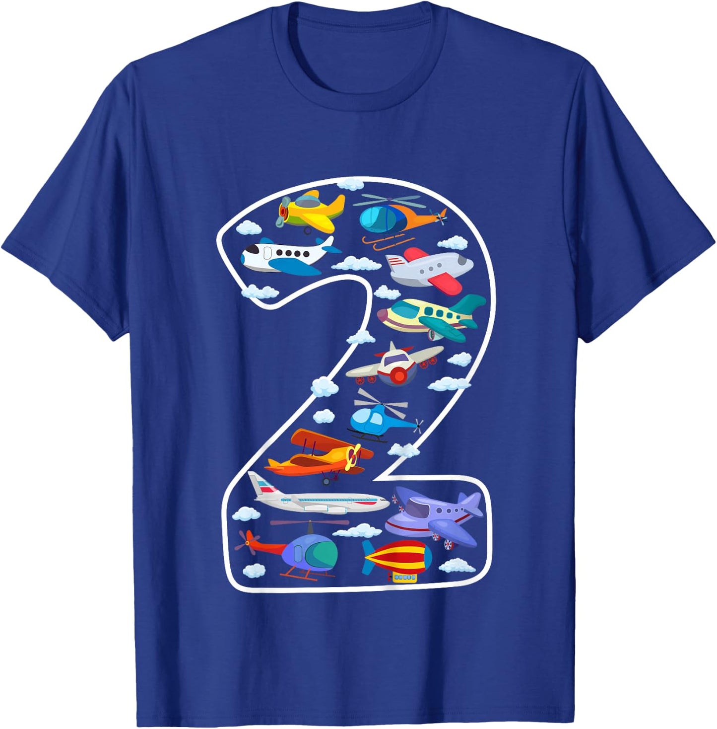 Kids Its My 2nd Birthday Boys 2 Airplanes Helicopters 2 Years Old T-Shirt - T-Shirt | Royal